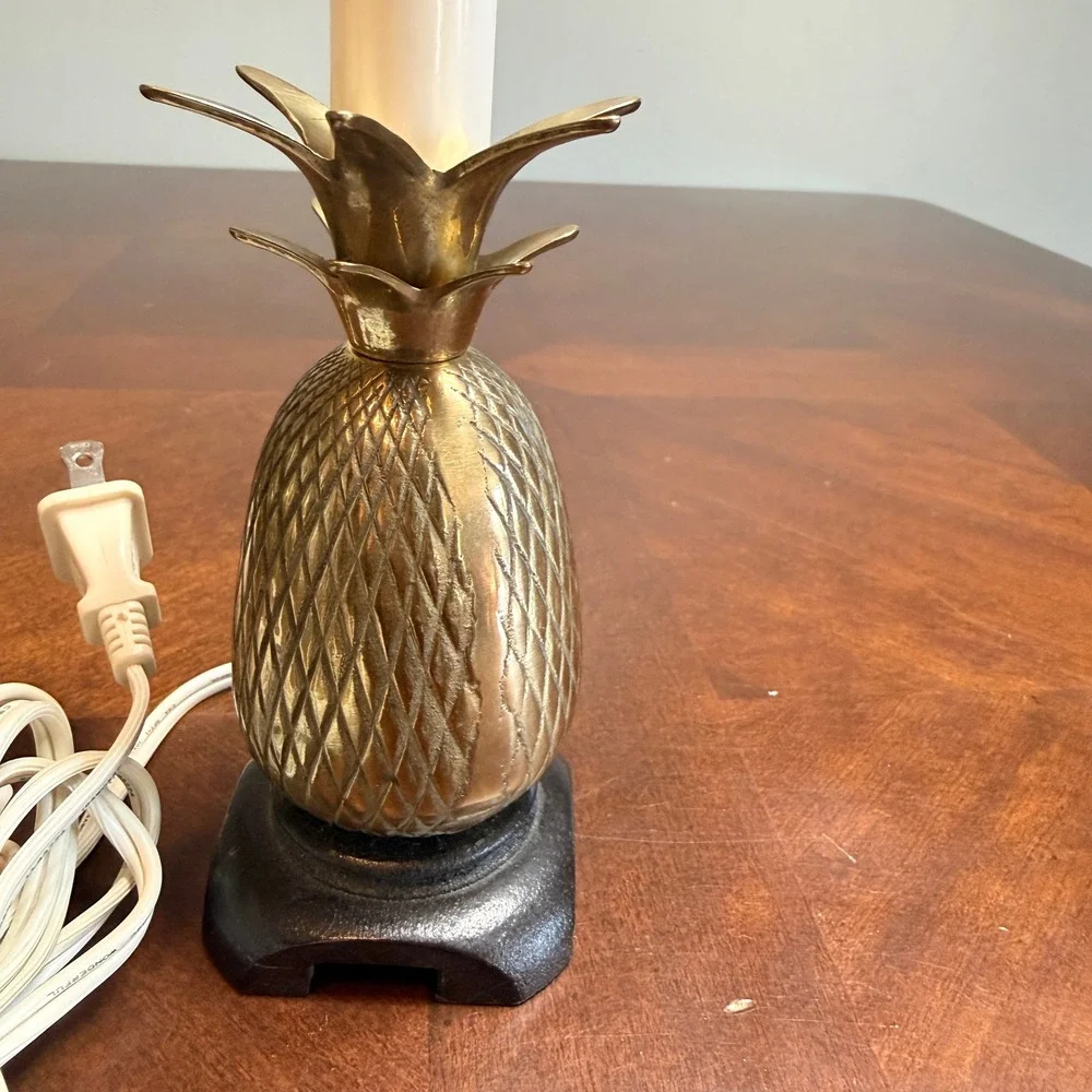 Andrea by Sadek Vintage Brass Pineapple Electric Candle Lamp Accent Light